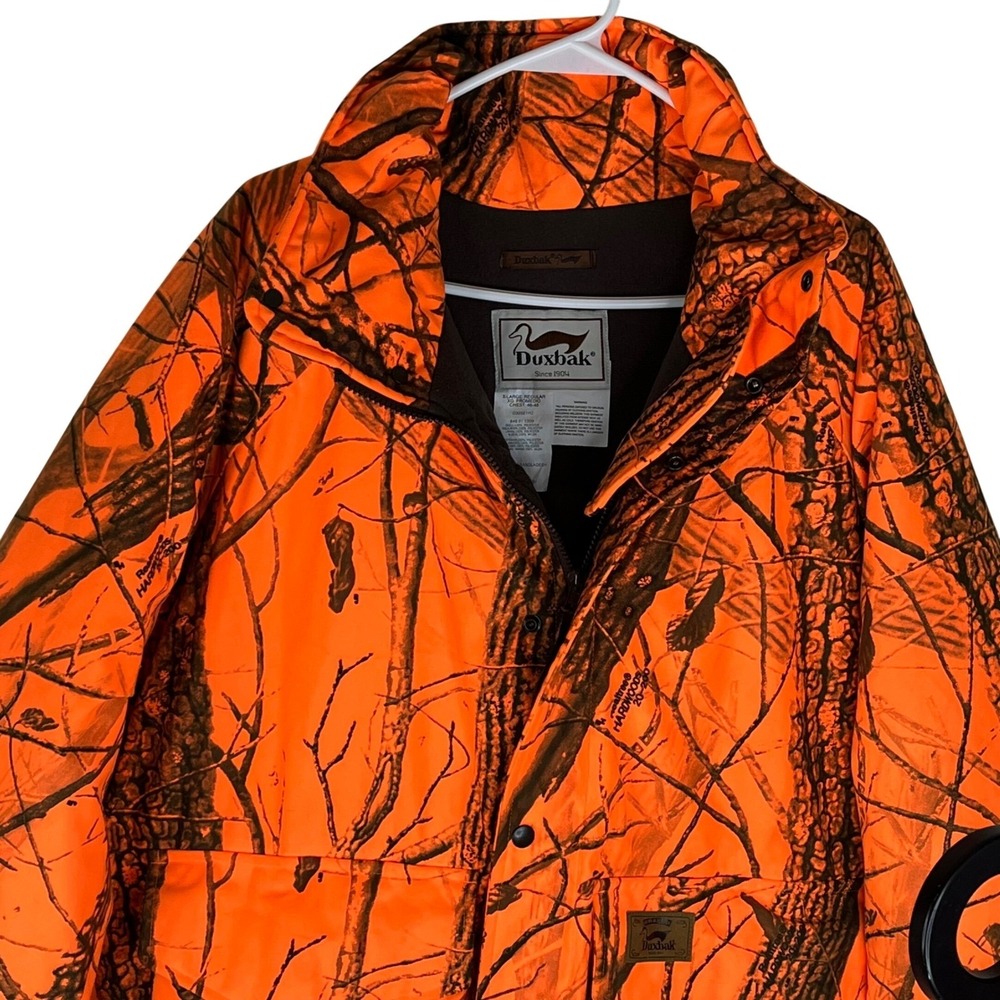 Duxbak Hunting Jacket XL Blaze Orange Realtree Hardwoods Camo Insulated Parka